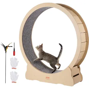 VEVOR Cat Exercise Wheel, 52" Large Cat Treadmill Wheel for Indoor Cats, Running Wheel with Detachable Carpet & Teaser for Running/Walking/Training, Suitable for Most Cats
