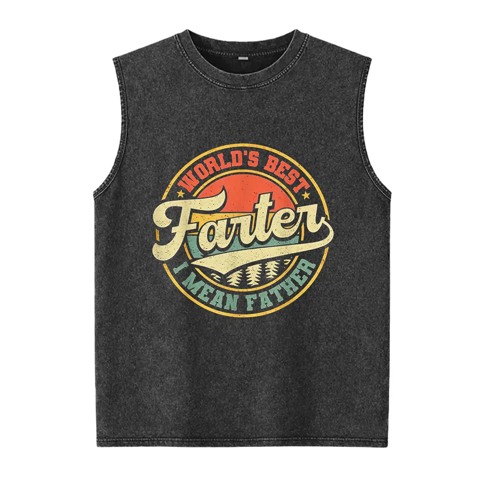 World's Best Farter I Mean Father Funny Father's Day Dad Washed Vest, All Seasons, Casual