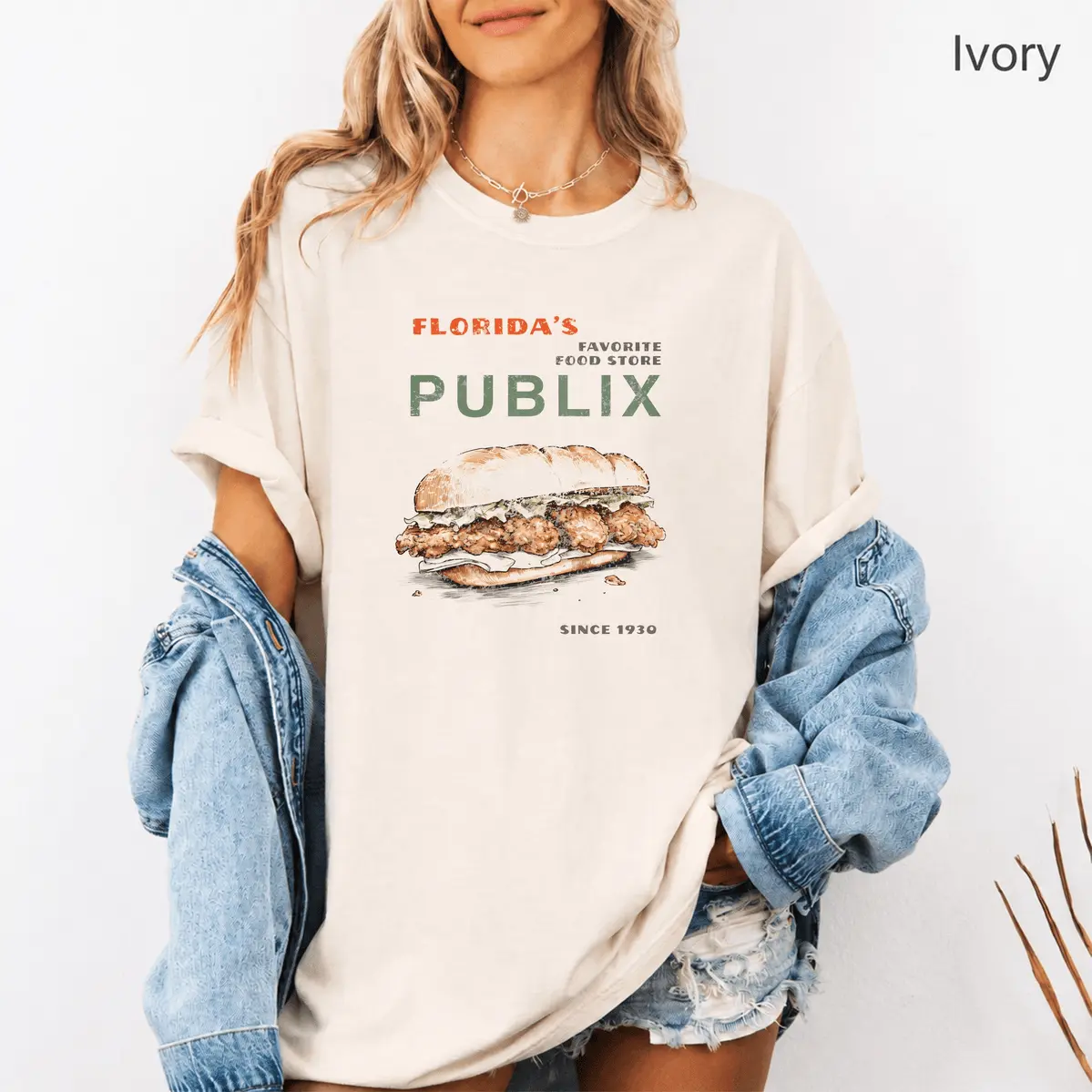 Men's & Women's Cozy Publix Sub Vintage Casual Cotton Tee - Round Neck, Short-Sleeve Tops, Florida's Favorite Grocery Store Fan Relaxed-Fit Shirt