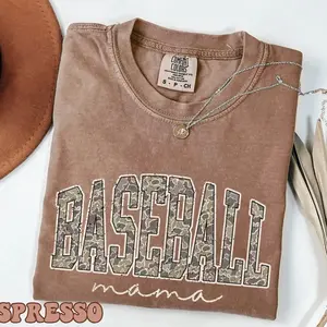 Comfort Colors® Camo Baseball Mama Shirt, Baseball Season Shirt, Game Day Sweater, Baseball Mama Shirt, Baseball Mom Gift