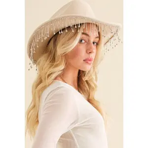 Curved Rhinestone Fringe Cowboy Hat
