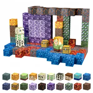 Magnetic Blocks pixelated design with Forest Animals Toys, Build Mine Magnet World Set, Magnetic Tiles Building , STEM Montessori Sensory Toys