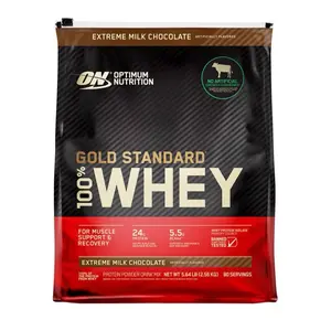 OPTIMUM NUTRITION Gold Standard 100% Whey Protein Powder, Extreme Milk Chocolate, 5.64 lbs Edible Dietary Supplement for Fitness Muscle Support - Health & Wellness