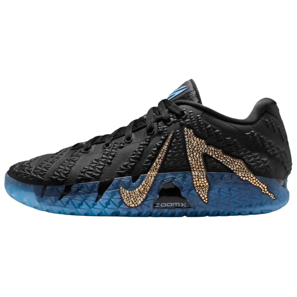 Nike Ja 3 'Black' x Swarovski Men's Premium Sneakers with Crystal Accents Breathable Mesh Upper Cushioned Sole for All Seasons Round Toe Laces, Sports Shoes, Footwear, Casual, Daily Wear, True-To-Size, Durable And Stylish, Lace-Up