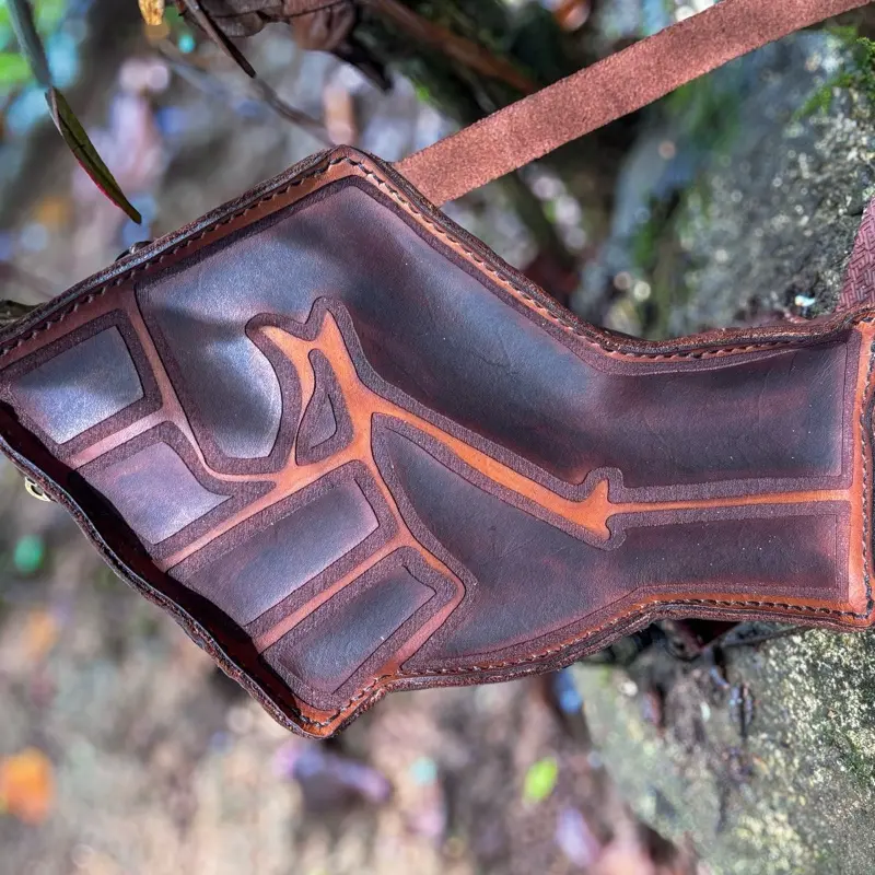 Handmade Laser-Engraved Leather Power Fist Purse | Made-to-Order