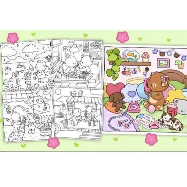 Berrie Coloring Volume 3: Cute and Cozy Coloring Book for Adults & Kids Featuring Easy to Color Animal Illustrations and Adorable Scenes