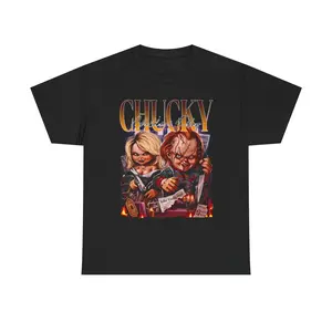 Chucky & Tiffany Valentine Unisex Heavy Cotton Tee, Halloween Shirt, Horror Movie Merchandise, Gift for Horror Fans, Chucky and Tiffany Tee