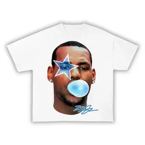 LebronJames BubbleGumBlue Cotton Tee Shirt, y2k shirts, fashion shirts, streetwear shirts, basketball shirts, graphic tee shirts