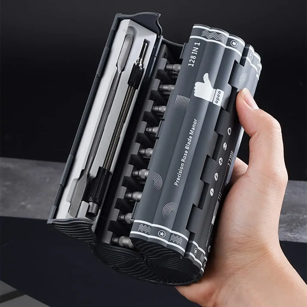 128-In-1 Precision Screwdriver (1 Set), Magnetic Manual Screw Driver Tool Set with 120 Phillips Flat Head Torx Hex Screw Driver Bit for Electronic Wat