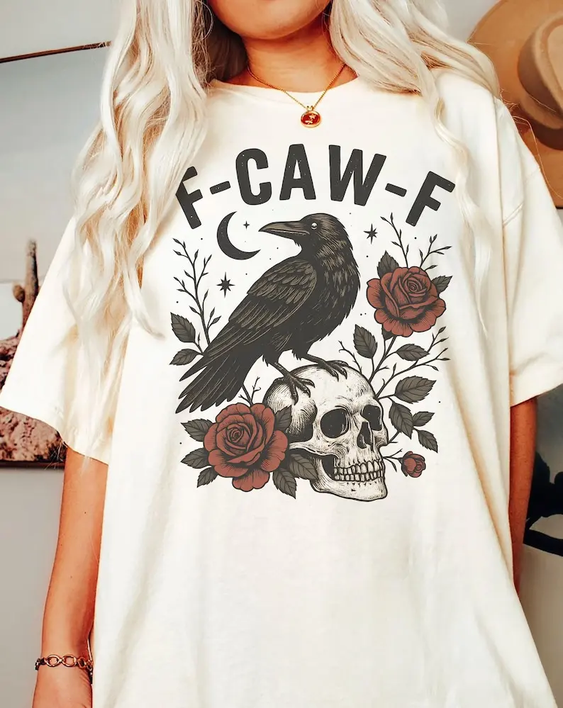 F-CAW-F Shirt Funny Crow Shirt FCAWF Raven Shirt Offensive T Shirts Inappropriate Shirt Halloween Shirt Funny Bird Shirt Raven Lover Gift