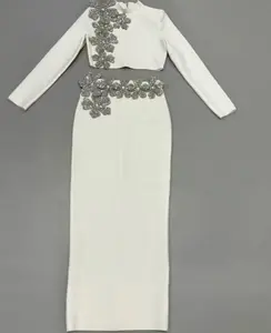 Long Skirt Shoulder Flower Set white