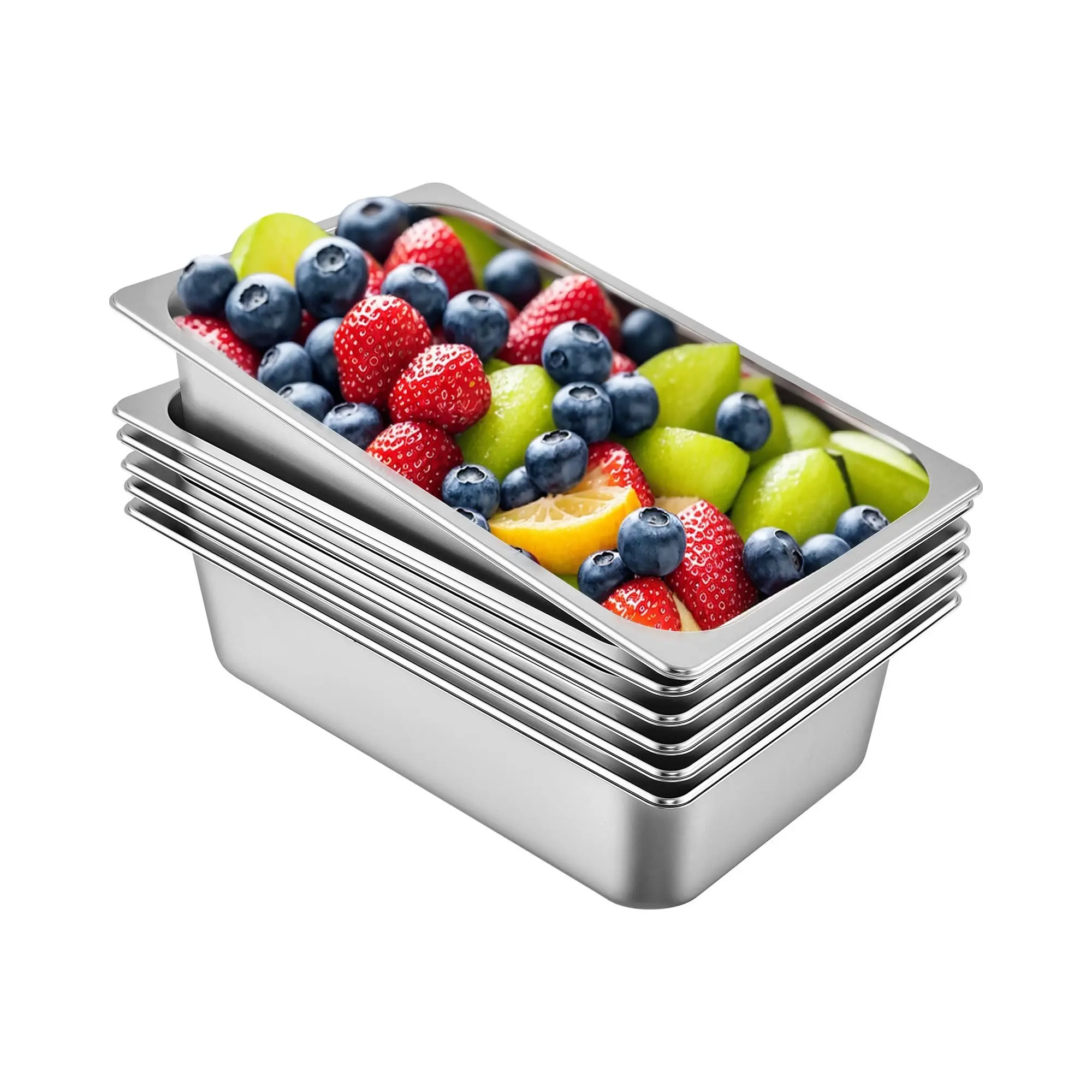 6 Pack Steam Table Pans, 20.9 X 12.8 X 5.9 Inch Deep, Full Size 20.5L Deep Food Container, Stainless Steel Oven Tray, Hotel Pans, Anti-Jam Design, Durable Steam Table Pan For Cafeterias And Catering