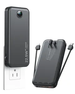 citicr-Built-in 2 cable battery pack -12000mAh/20000mAh power bank with plug, LED digital display light portable charger, SCP22.5W PD20W fast charging, suitable for iPhone16/15/14,Galaxy and other electronic devices.