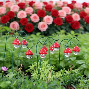 9 Piece Mushroom Planters Set, Water Droplet Design, Creative Garden Decorations, Valentine Wedding Scene Accessories, Hand-Painted Resin Crafts