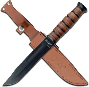 MTECH USA Leather Ribbed Fixed Blade Knife, 6.75" 3.8MM THICK BLADE MT-122 MTECH USA Leather Ribbed Fixed Blade Knife, 6.75" 3.8MM THICK BLADE MT-122