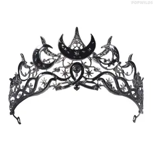 Stylish retro dark crescent bridal crown with classic European-American design, perfect for wedding ceremonies, birthday celebrations and formal evening events. Elegant vintage detailing levels up party outfits as gorgeous headwear for special big days.