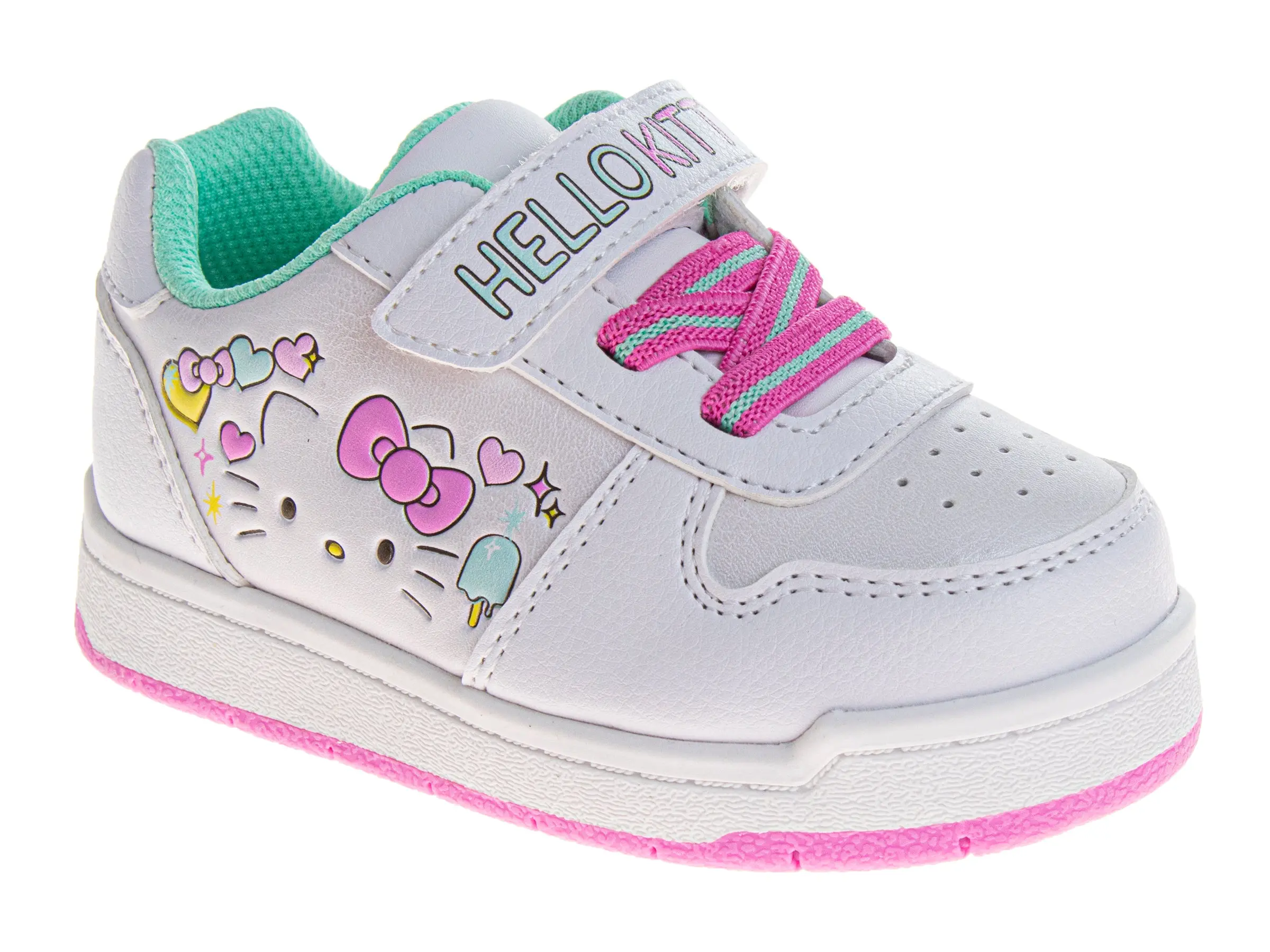 Hello Kitty Sneakers for Girls Velcro Easy SlipOn Casual Comfort (Toddler / Little Kid)