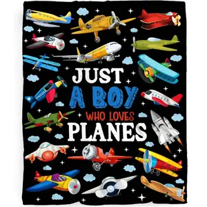 1pc Airplane Slogan Print Blanket - A gift from a boy who loves airplanes.A soft, comfortable, lightweight flannel blanket perfect for sofa beds, travel, and naps.Suitable for both boys and girls who love airplanes.