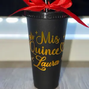 12 pack Reusable personalized quinceañera cups