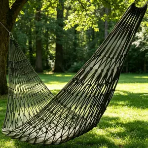 Hammock Outdoor Hammock Multifunctional Mesh Hammock Camping Swing Portable Single Outdoor Breathable Nylon Mesh Strap Rope Portable Nylon Mesh Hammocks Outdoor Relaxation Gear for Camping & Sports