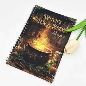A5 Witch Brewing & Cooking Notebook, Magic Kitchen Spellbook with Cauldron & Potion Bottle, Ideal for Halloween Fantasy Recipe Diary Gift