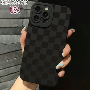 Checkerboard Pattern Phone Case, Anti-drop Cellphone Protective Case, Total Protective Shockproof Mobile Phone Cover for iPhone 16 15 14 13 12 11 Plus/Pro/Pro Max black iphone case