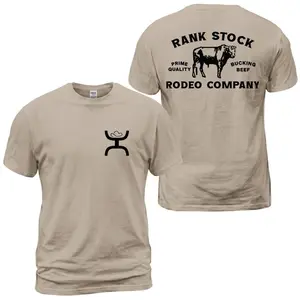 Hooey Rank Stock Rodeo Company Bull T-Shirt, Western Rodeo Graphic Tee, Prime Quality Bucking Beef Back Print Shirt With Front Chest Ranch Brand Logo, Cowboy Arena Outfit, Soft Cotton Tee Gift For Men and Women