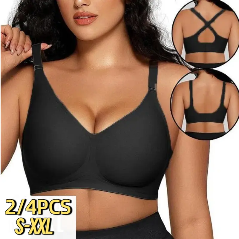 EssElegance Women‘s Seamless Full Coverage Bra, Buttery-Soft Wireless Push Up with Convertible Straps for Versatile & Comfortable Everyday Wear Breathable Push Up Style