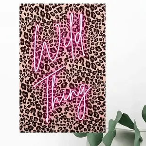 2d Flat 1 Piece Wild Pink Neon Leopard Print Frameless Canvas Wall Art - 30 48x 40 64cm Poster Modern Animal Print Mo Mi Simple Posters (No Frame)