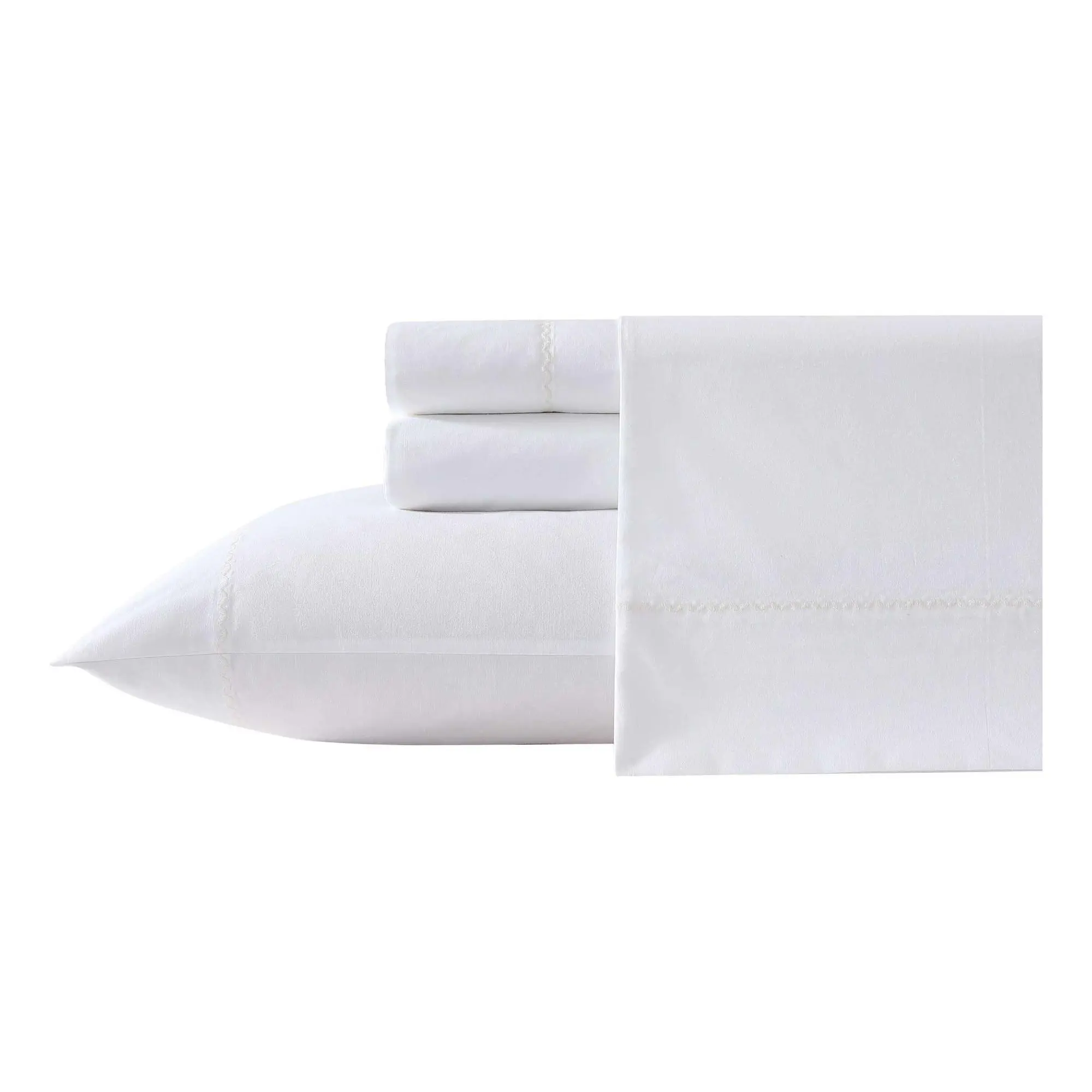 Laura Ashley Scallop Embroidered Ivory Full Sheet Set