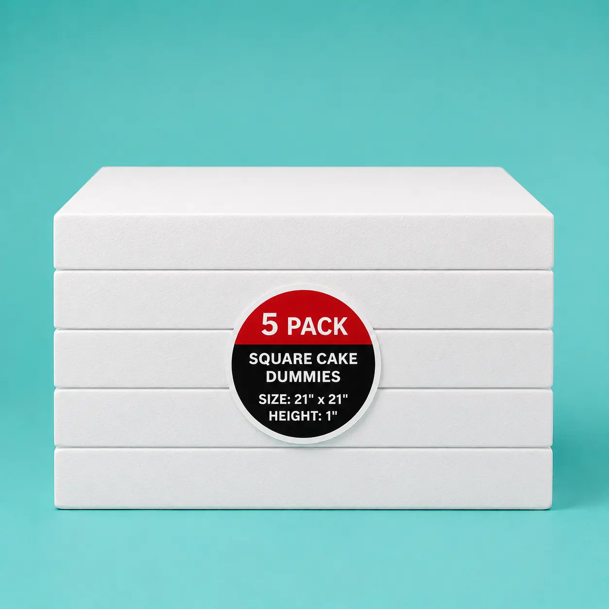 5-Pack Foam Cake Dummy Riser Box, 21"x21" Square, 1" Tall - Workshop Overstock, Free Shipping, Five