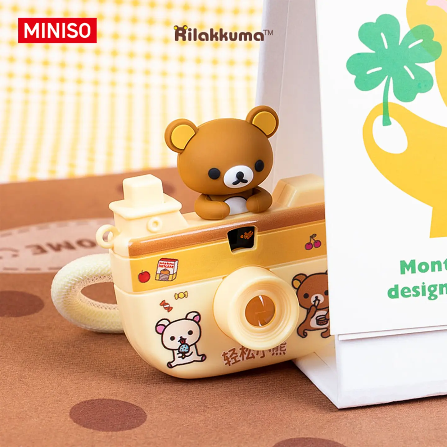 Miniso Rilakkuma Happy Cinema Series Keychain, Cute Plush Bag Charm, Soft Collectible Fashion Ornament & Sweet Gift for Fans