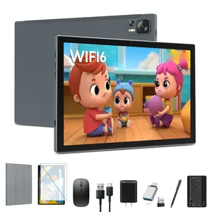 Kids Tablet 2025 Latest 10.1 Inch Android 14 Tablets Parental Control, Octa-Core Tablet, 64GB ROM+8(4+4)GB RAM/128GB Expand, 13MP+5MP Dual Camera, 5G WiFi, Bluetooth, FHD IPS Display, 2 in 1 Tablet with Keyboard, Case, Stylus