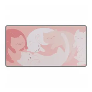 Cute Sleeping Cats Desk Mat — Pink Large Desk Pad for Home Office