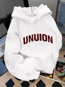 Women's Casual Fashion Round Neck Long Sleeve Letter Print Loose Sweatshirt Hoodie, Comfortable and Stylish Pullover for Daily Wear