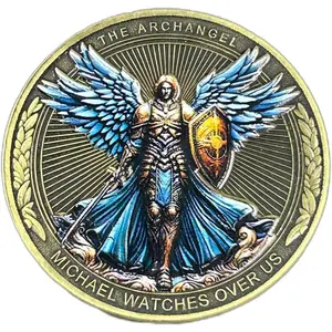 Archangel Michael Watches Over Us Challenge Coin - Inspirational Religious Collectible Coin with Clear Protective CaseV Divine Guidance and Safety Bible Verses Pocket Token Lucky Coin