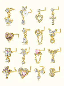 Women's Stainless Steel Nose Rings Hoops Set, Butterfly & Heart Design Jewelry, Party Best Gift Choice, Durable & Stylish Accessory