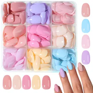 Full Coverage False Nails, 216pcs Short Oval Nail Set, Glossy Acrylic Nails, Removable Press-On Nails, Y2K Style, Daily Wear, Beauty Lovers, Nail Art