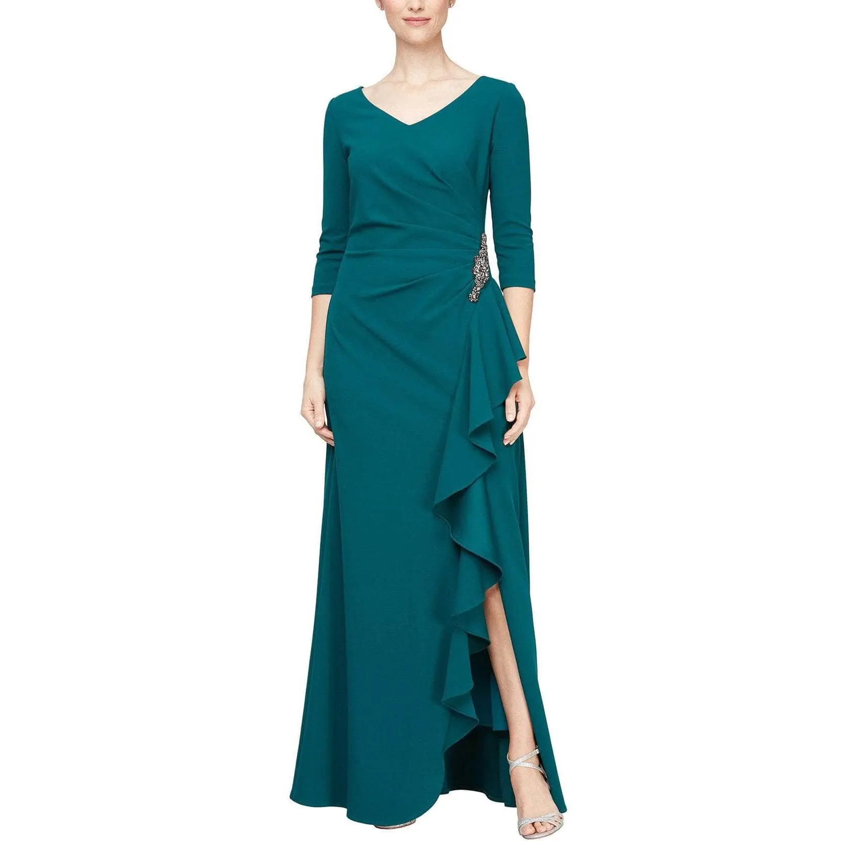 Alex Evenings Crepe Dress with Ruffle Skirt 8160400