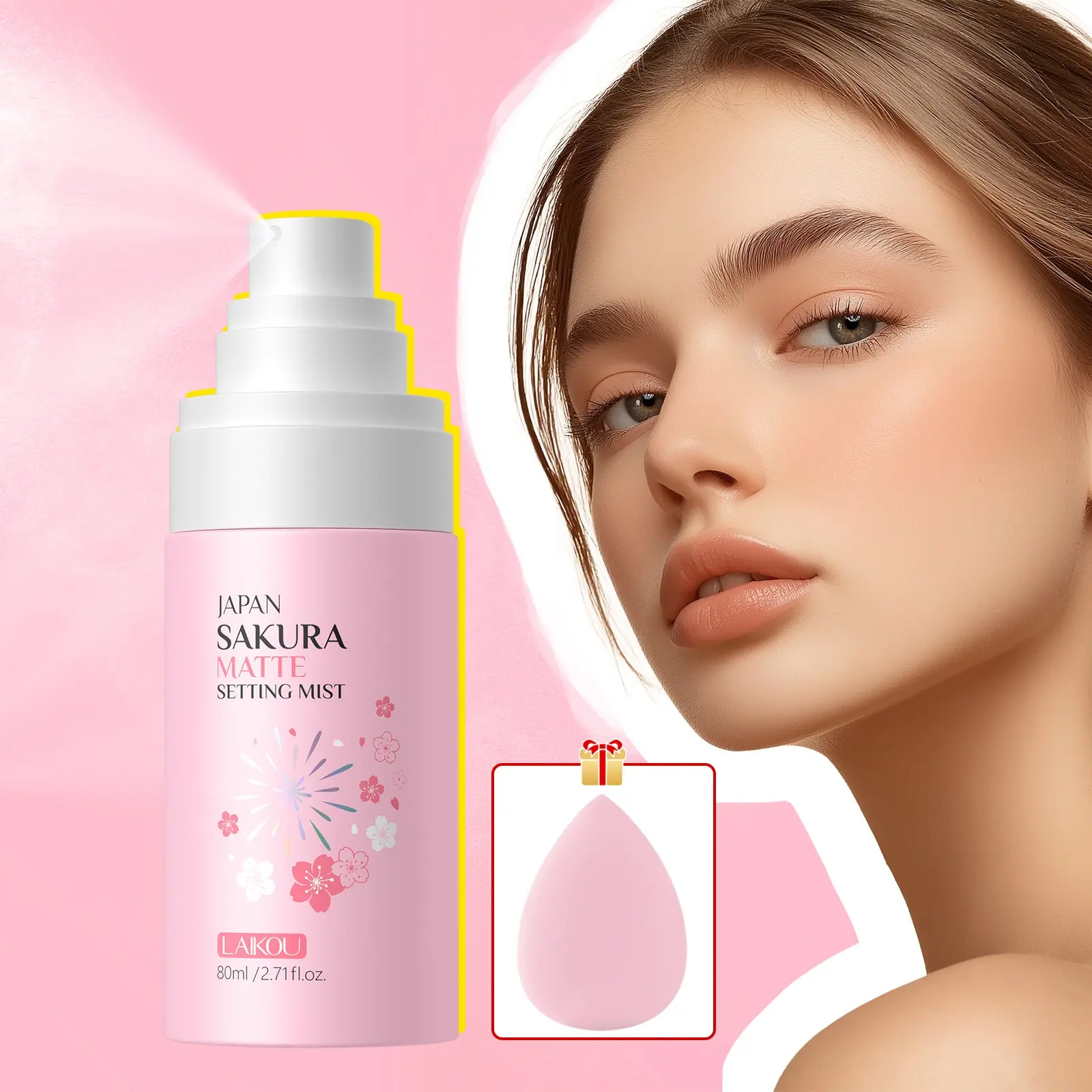 Laikou Sakura Matte Setting Spray, Long-Lasting Matte Setting Spray For Makeup Oil Control Waterproof Sweatproof Makeup Fixer, Fixing Spray