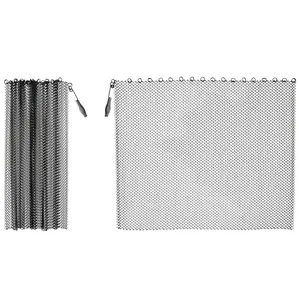 21" Fireplace Mesh Screen Curtain - LegendFlame® (SP62-21) | Two 24" Wide Panels, Black Matte