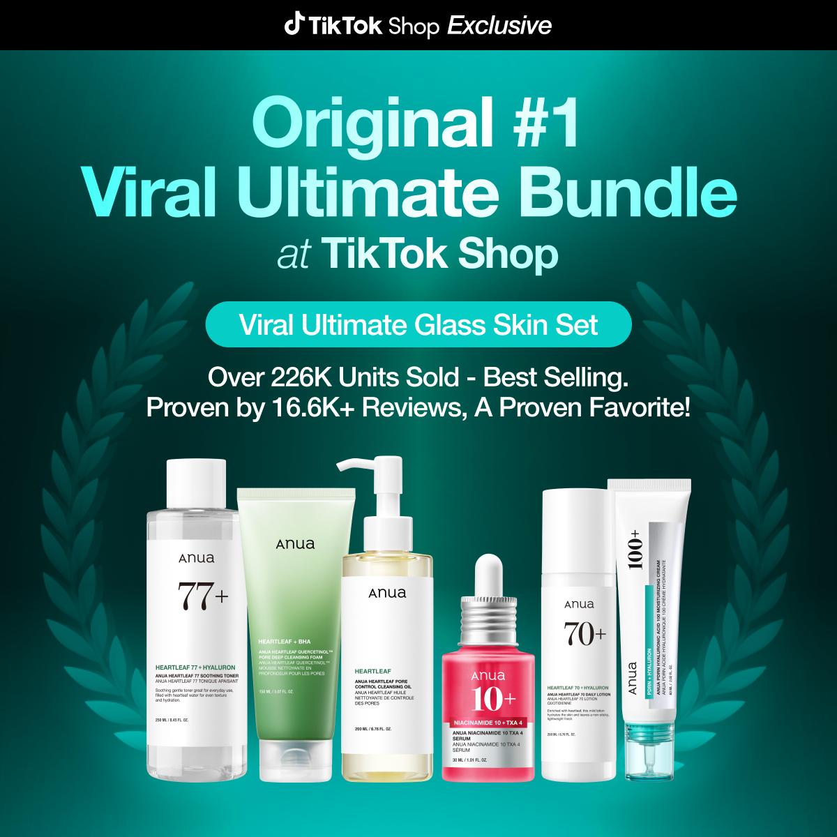[Anua] Viral Ultimate Glass Skin Bundle | Salmon PDRN Cream + Niacinamide Serum + Double Cleansing + Heartleaf Toner + Daily Lotion | Daily Korean Skincare Kit Hydrating Calming