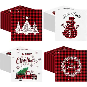 200 count Christmas Paper  Napkins Disposable 2 Ply Xmas Style Decoupage Beverage Napkins for Xmas Holiday Winter Dinner Table Decor
