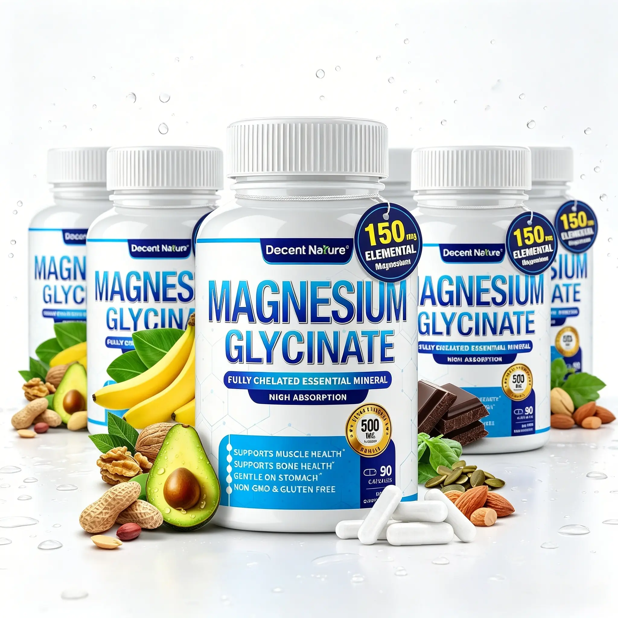 7 Forms Elemental Magnesium Complex 1000mg Supplement – Glycinate, Citrate, Malate, Taurate, Oxide, Aspartate, Orotate Gluten Free Non-GMO 90