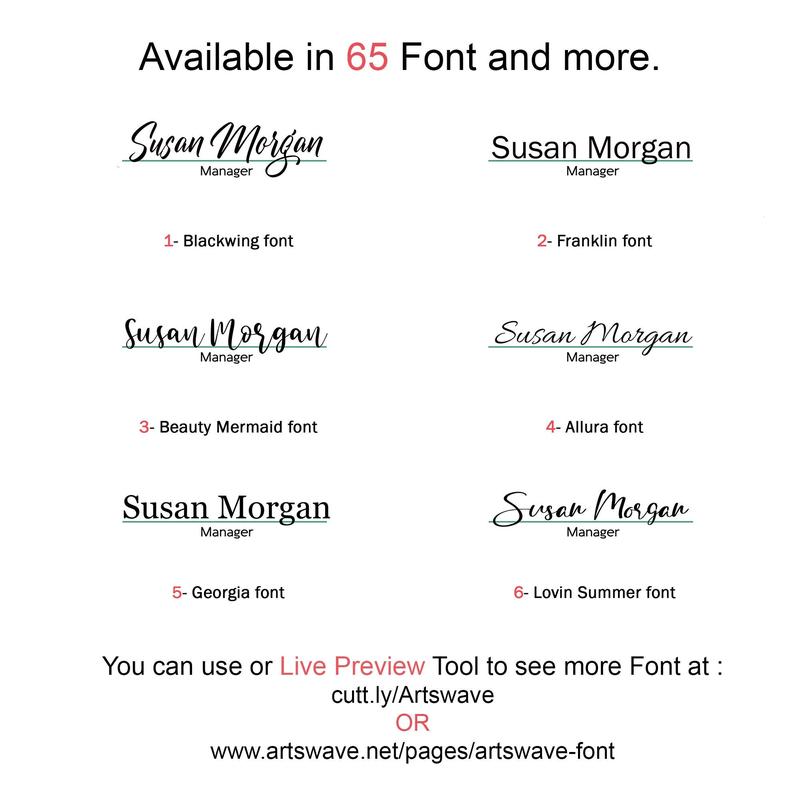 Acrylic desk Name Plate with nature ornament for office decor, gift for coworker, friend, personal sign