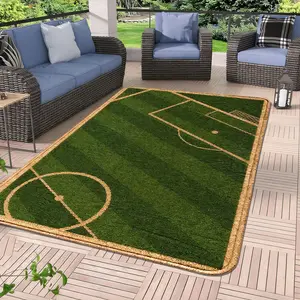 Football Fan Exclusive Grass Theme Rug, Indoor Outdoor Non-Slip Decorative Mat, Living Room Bedroom Doorway Carpet, Soft Comfortable
