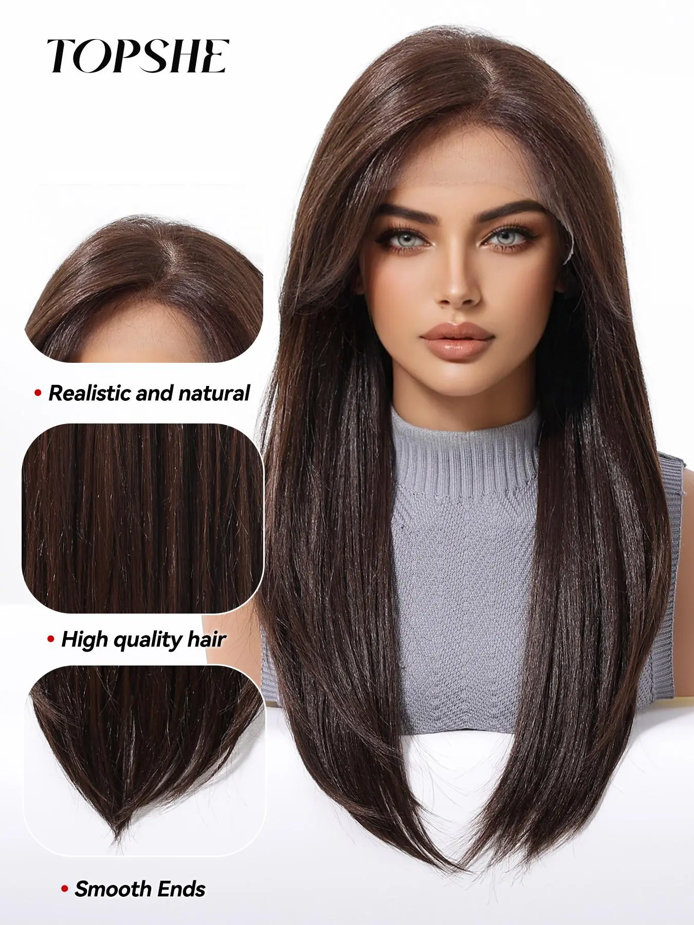 13x6 HD Lace Front Synthetic Wig 22IN Glueless Pre Plucked Daily Party 22 Inch 13x6 Lace Front Wigs Human Hair 200 Density Body  main image 2
