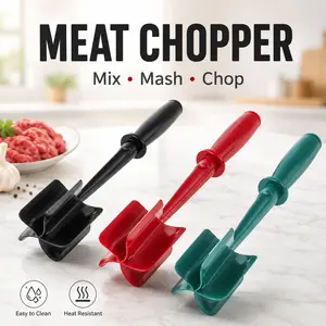 Meat Chopper and Masher, 5-Blade Ground Beef Chopper Tool, Heat Resistant Hamburger Meat Masher, Mix and Chop Kitchen Tool for Potatoes, Eggs, Avocado and Soft Cooked Foods