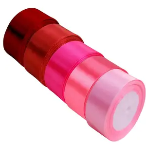 Pure Color Decorative Ribbon Set, Wedding Party Gift DIY Craft Materials, Elegant Gift Wrapping Accessories, 5 Rolls Pack