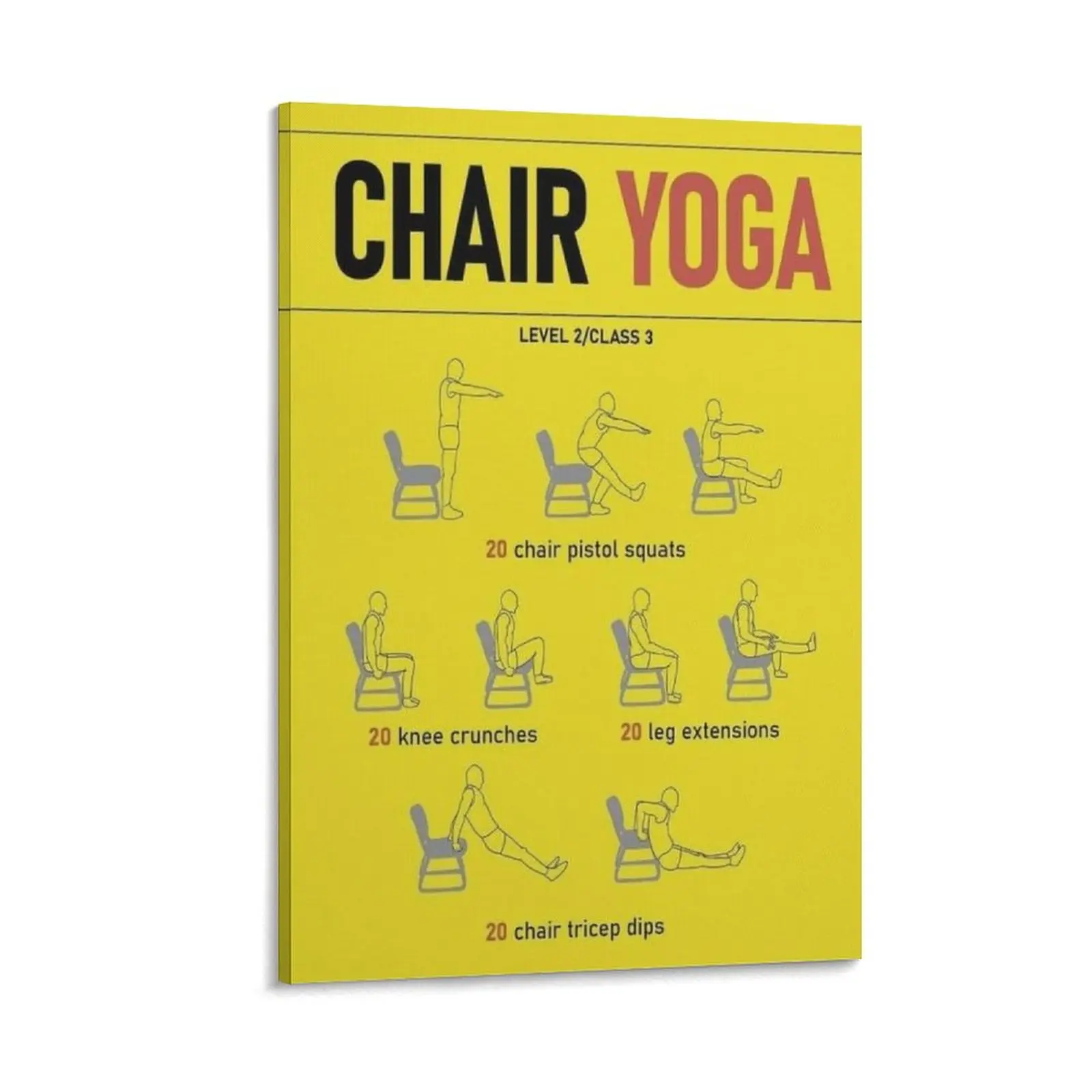 Chair Yoga Pose Poster Yoga Chart Yoga Chair Exercise Chart Poster Poster Canvas Wall Art For Bedroom Decor Bar Office Room Decor Gift